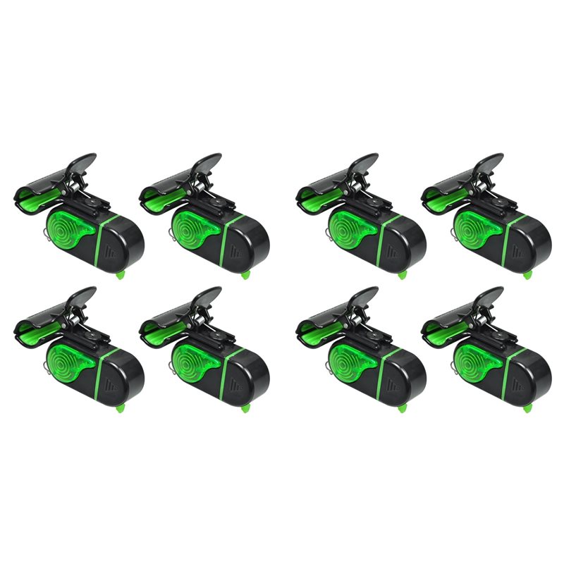 Bite Alarm - A06F-8PCS สัญญาณเตือนการตกปลาพร้อมไฟ LED - กระดิ่งตกปลาอิเล็กทรอนิกส์ที่มีความไวสูงสำหรับคันเบ็ด, เสียงดัง
